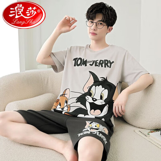 Langsha Herren Pyjamas Sommer Pure Cotton Short Sleeve Shorts Dünne niedliche Cartoon Teenager Großgröße Jungen Kleidungsanzug Daimeiya-6627 m kleiner Größe M Code (70-90jin [Jin entspricht 0,5 kg]))
