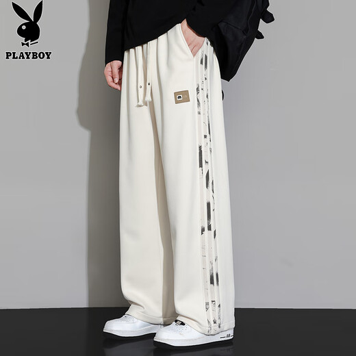 Playboy (PLAYBOY) pants men's casual pants men's straight autumn and winter wide-leg trousers loose high-end sports trendy sweatpants