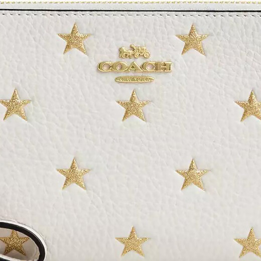 Coach (Coach) 16-Sterne-Print Reißverschluss Öffnung und geschlossenes Litschi-Muster Leder Kupplung Kleine Frauenkreide Multi-Color-Basis-Pack (Bake + Dust Bag)