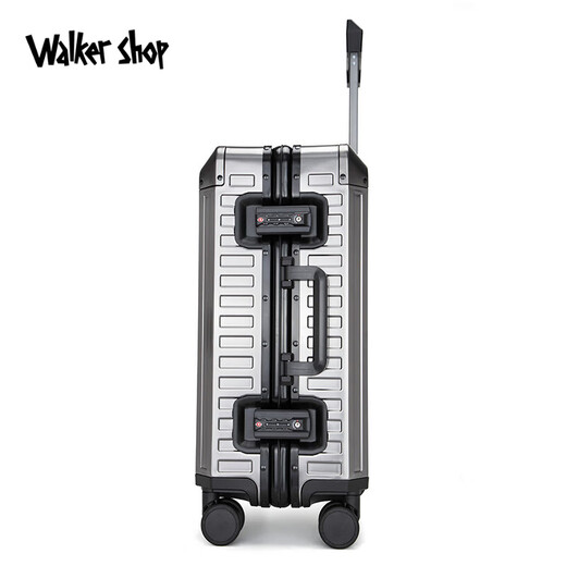 Walker Shop品牌【全铝镁合金】拉杆箱大容量行李箱金属万向轮男女旅行箱 铁灰色 卡扣 20英寸