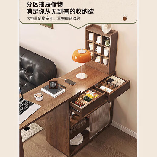 Xianqingyashe living room partition cabinet high-end light luxury bar table household telescopic mobile integrated display cabinet multi-functional restaurant wine cabinet bar cabinet with light + socket.