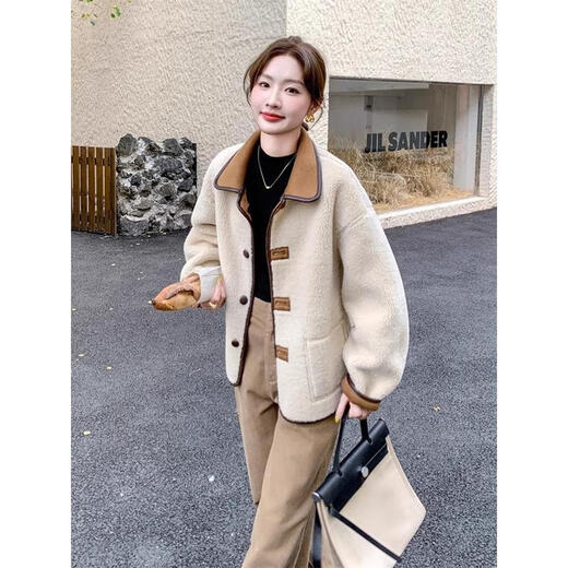 Tachi Miss Chaqueta de lana de cordero de gamuza reversible Mujer Invierno Piel nueva Todo en uno Top Imagen Color S (Recomendado 105 Jin Jin equivale a menos de 0,5 kg)