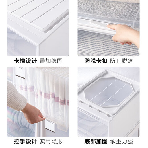 Tapis de rangement personnalisé Quwudou Type de tiroir de l'armoire Boîte de rangement en plastique Armoire de rangement de rangement d'armoire de tiroir simple 45-3523 [Deep 45] * Largeur 35 * Hauteur 23cm (un) tiroir blanc pur