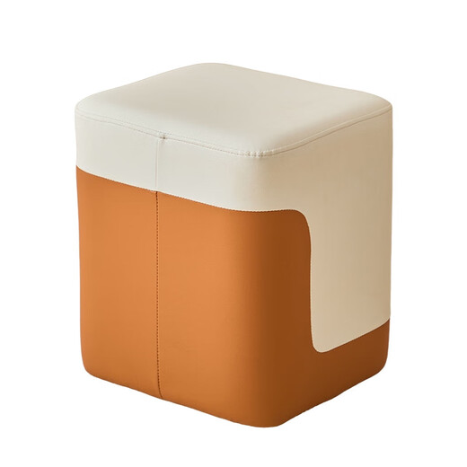 Sanqihu Small Stool Home Modern Simple Makeup Stool Low Stool Living Room Sofa Stool Bedroom Dressing Table Stool Light White Orange Color Matching-High 47 Wear-Resistant Cat Claw Leather