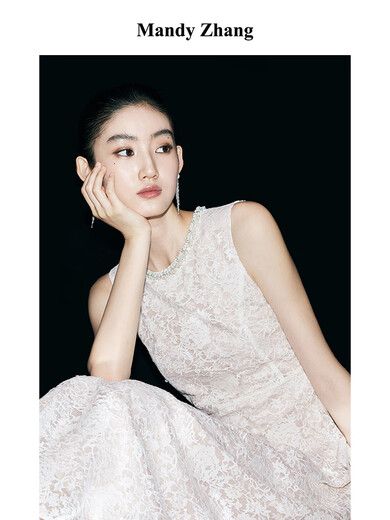 Mandy Zhang White Moonlight Heavy Industry White Lace Kleid Frauen High-End Light Luxury Engagement Kleid Langes Rock Eiweiß-Long-Kleid (Perle Diamond) s