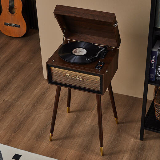Duhuanshi retro gramophone floor-standing multi-functional LP vinyl record player Nordic antique home HiFi Bluetooth audio decorative ornaments holiday gifts vertical record player + Teresa Teng vinyl record player