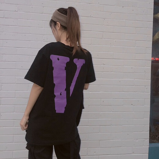 VLONEIVLONE FRIENDS陈冠希同款中国龙烟雾LOVE闪电黑橙大V短袖男女t恤 玫红色 白色6218# S