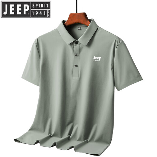 JEEP SPIRIT吉普2025冰丝速干POLO衫男士夏季薄.款感无痕凉感夏装短袖t恤 6629深灰 M -110斤