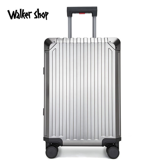 Walker Shop品牌【全铝镁合金】拉杆箱大容量行李箱金属万向轮男女旅行箱 铁灰色 卡扣 20英寸