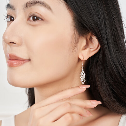 Ming brand jewelry platinum Pt950 platinum geometric theater earrings gift for women BFH0122 platinum earrings about 2.91 grams