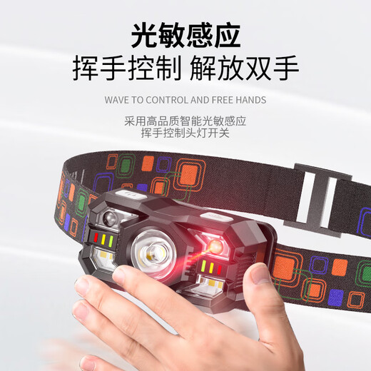 Headlight rechargeable ultra-bright small headset induction night fishing special extra long battery life outdoor night running mountain climbing headlight 9900W (with induction upgrade top-end model)