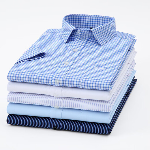 CEO Yageol shirt men's short-sleeved, non-scalding and anti-wrinkle 2025 summer business professional suit striped work clothes white lining DX6624 38
