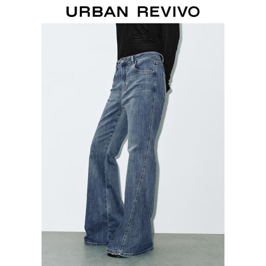 UR2025 new autumn women's denim resurgence washed flared denim trousers UWB850004 light blue 26