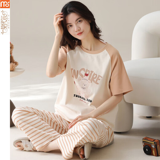 Pijama modal para mujeres en verano 2025 Nuevo pantalones de manga corta Estilo delgado coreano para usar ropa de hogar y9720 m (recomendado 75-95Jin [Jin equivale a 0.5 kg])
