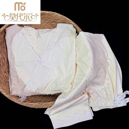 莫代尔月子服纯棉夏季薄款产后孕妇睡衣产妇待产喂奶哺乳吸汗6月份7透气 3519[带胸垫/可拆卸] L 数[建议100斤-120斤]