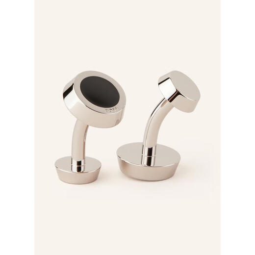 Hugo Boss (HUGO BOSS) shining optical design rounded cufflinks men's gift box business suit accessories lettering gift SILVER/BLACK 1 pc