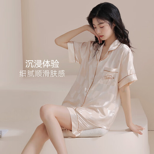 Agent Provocateur睡衣女士夏季冰丝开衫短袖春夏天仿真丝家居服薄款2024新款套装 GL6212女 M 建议体重80-100斤