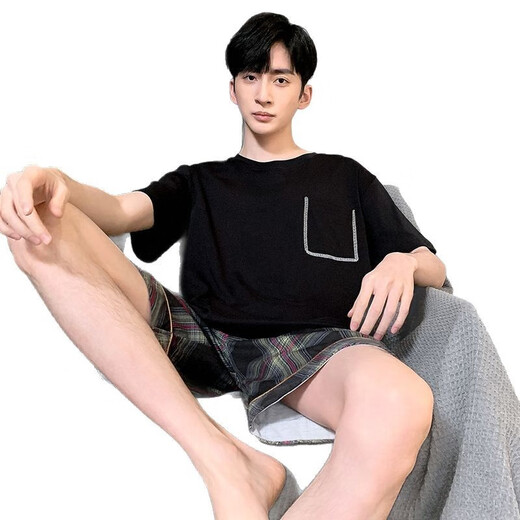 木笛箫睡衣男夏季短袖短裤棉质青少年初中学生套装男款家居服胖子 HDE9928 L
