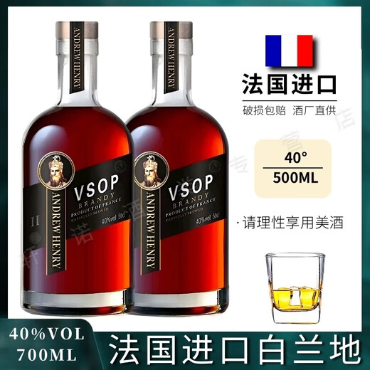 路易奈爹轩法国原酒进口vsop洋酒白兰地进口40度烈酒500ML鸡尾酒吧KTV送礼装 二支 500mL 2瓶 【微醺/畅饮装】