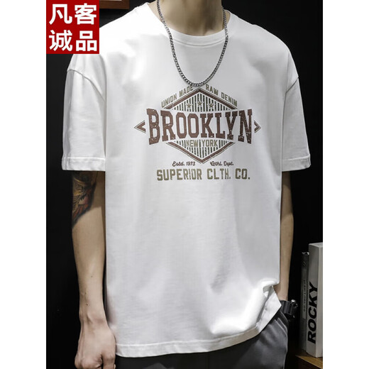 
VANCL men's short-sleeved trendy brand large-size American printed T-shirt 2025 new 9918 black 2XL suitable for 165-180Jin [Jin equals 0.5 kg]