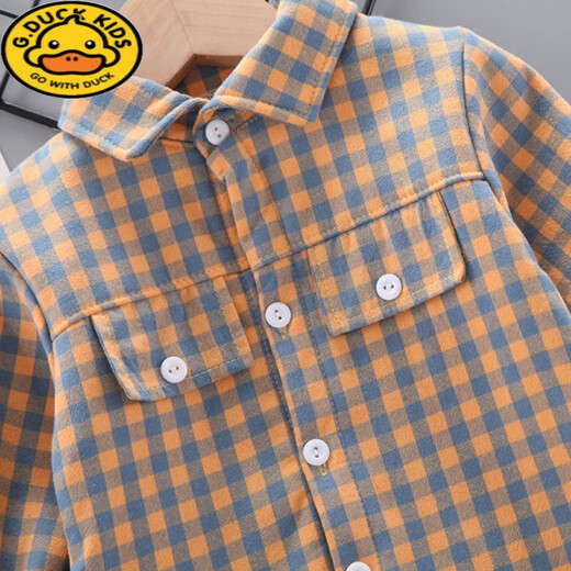 G.duck boys' shirt velvet long-sleeved bottoming shirt autumn and winter style children's style plaid baby cardigan jacket top trendy MTY shirt velvet 90 suitable for height 80-90cm age 2-3 years old