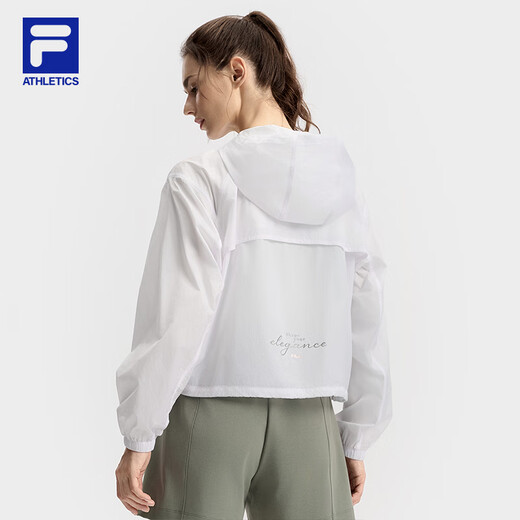 FILA official women's woven jacket 2025 autumn new fitness sports simple loose hooded top Jade white-WT M 165/84A/M
