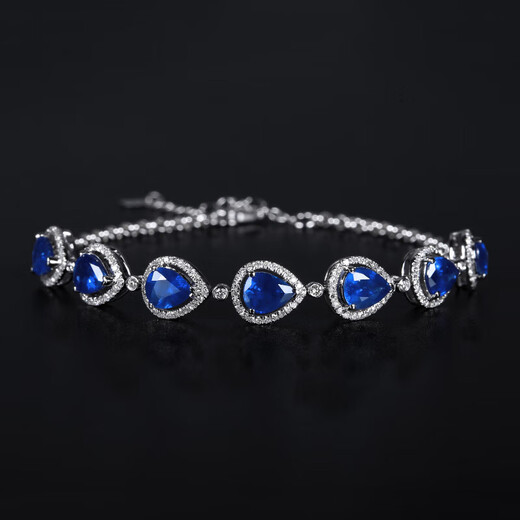 HEEKAIYI Sapphire Bracelet for Women Royal Blue 18K Gold Diamond Bracelet Chinese Valentine's Day Birthday Gift for Wife and Girlfriend Selected 4.58 Carat/Royal Blue/Double Certificate