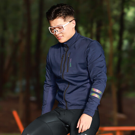 WOSAWE road bicycle autumn and winter fleece warm cycling suit mountain bike plus velvet windproof cold jacket top windproof windproof jacket wind squirt/black top + cushionless trousers L (suitable for 70-80 Jin [Jin equals 0.5 kg])