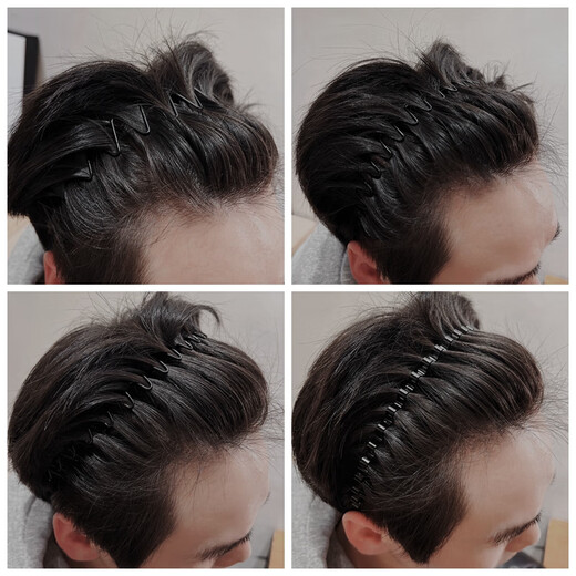 Mattel Tong men's hairband 5-piece set black non-slip invisible hairpin back oily head short hair headband special hairpin for face wash