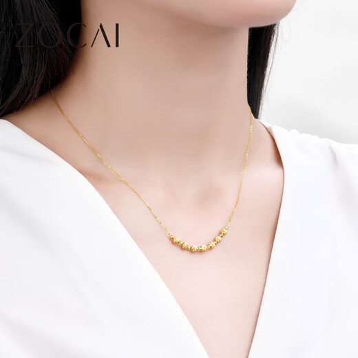 Zokai yellow 18K gold necklace, gold bead necklace, simple and versatile birthday gift C05191