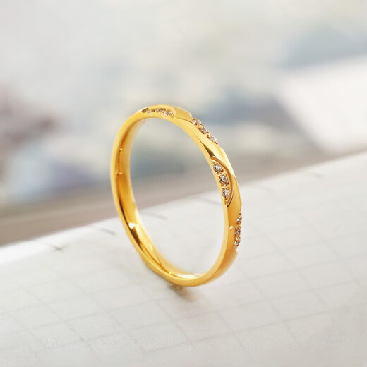 OEMG Old Phoenix Gold Store Japanese Style Light Luxury Small Diamond Ring Women's Fashion Personality Titanium Steel Color Gold Index Finger Tail Ring Little Finger Small Gold No. 5 (U.S. Size)