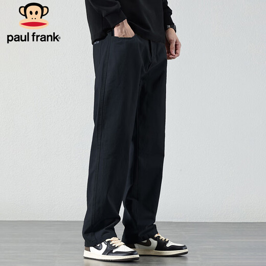 Paul Frank Casual Pants Men's Autumn and Winter Straight Pants Men's Simple Trendy Brand Korean Style Wide Leg Men's Pants Long Pants Black M
