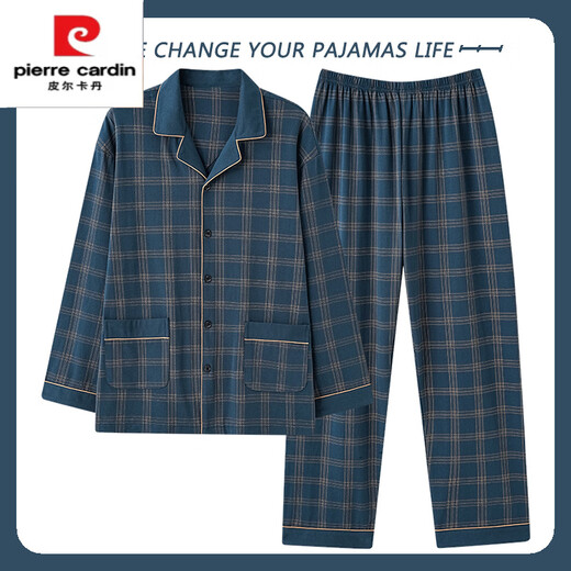 
Pierre cardin 2025 new pure cotton men's long-sleeved pajamas spring and autumn home clothing set YZL-OMM12004 XL [Suggested 125-145Jin [Jin equals 0.5 kg]]