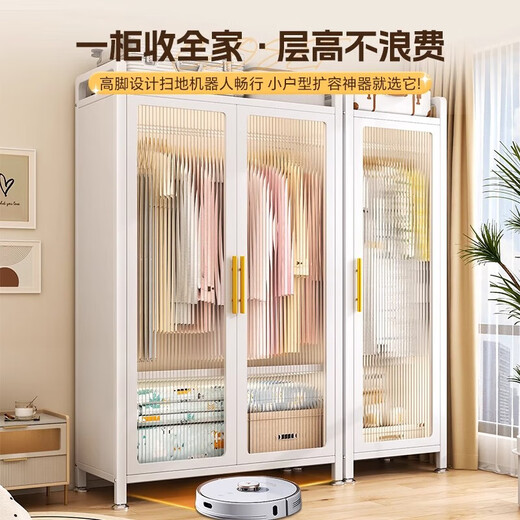 
Simple wardrobe bedroom home rental house assembled metal all-steel frame new style wardrobe small storage cabinet PC double door wardrobe 800*500*1585