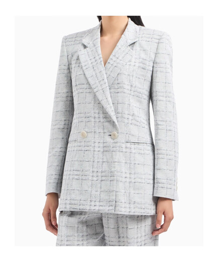Emporio Armani 25SS Checked Muster Leinenmischung Doppelbrustanzug Frauen Farbe EW000982Te13533 20 EU-48