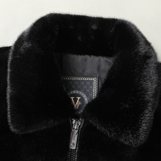 Fat brother plus size plus size men's high-end mink velvet coat warm jacket casual woolen thickened business lapel black 5XL
