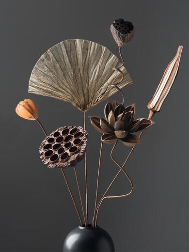 Wasabi luftgetrocknete Blütenschmuck Bouquet Lotus Pods Trockene Äste Blumenarrangement Natures Zen Tea Room Wohnzimmer Dekoration gefälschte Blumendekoration getrocknete Blume Kombination 5009 getrockneter Blütenbeutel