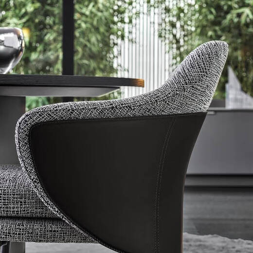 
Sanqihu light luxury dining chair postmodern minimalist home desk chair Nordic Italian Anji chair model room backrest armchair veneer 208822+F14701