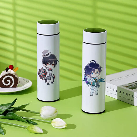 The Painted Traveler in Cheng Liu Time and Space Animation Peripheral Smart Thermos Cup Ain Luo Xia Ye Xuan Lu Chen Si Lan Water Cup Female Intelligent Thermometer Cup 480ml Customized with Pictures