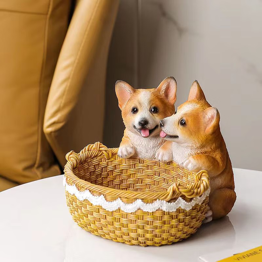 Ornamentos de almacenamiento de llave de entrada de perro creativo de Vinoya colocados en la puerta de entrada del escritorio Decoración del escritorio nuevo Corgi de regalos para el hogar (14069a)