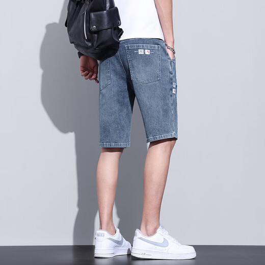 LEE KIDS牛仔短裤男夏季薄款宽松七分韩版潮流马裤破洞休闲潮牌五分中裤子 升级款直供-T693蓝色 28 建议90-100斤