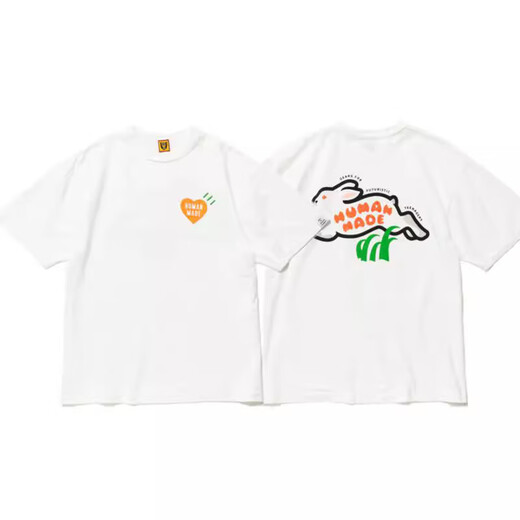 Lee Kids Japaner Retro Bambus Joint Cotton Round Hals Lose T-Shirt Cartoon Tierdruck Kurzarm 3886 Weiß S