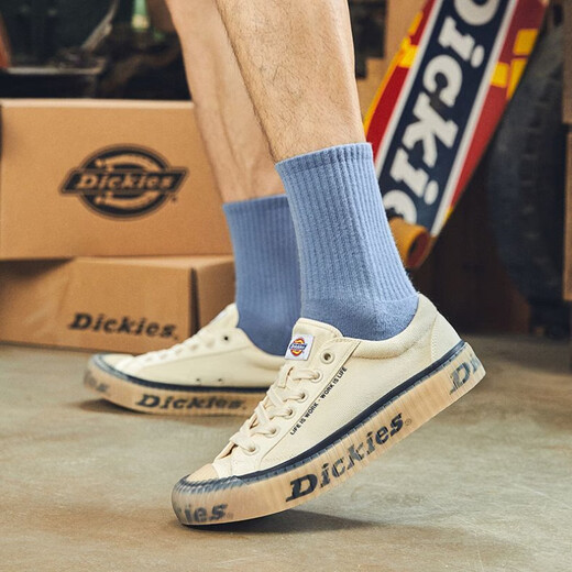 Dickies Print Wear-resistant Low Top Canvas Shoes Men and Women Beige 35