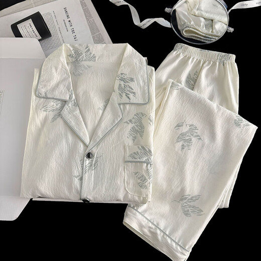 Sinnliche Wolke Baumwollpyjama Herren Frühlings-Strickjacke Langarm Langhose Langhose Cartoon Teenager Home Clothing Set K12529# Double Short L Empfohlen 100-130