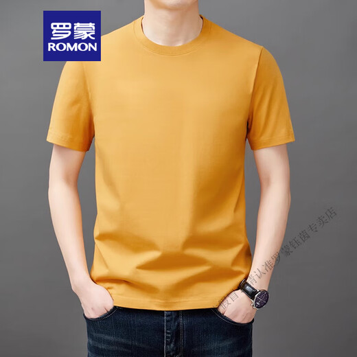 罗蒙（ROMON）纯棉t恤男士短袖宽松圆领上衣夏季2025新薄款休闲体恤衫男 YS9929黑色 均码 120【141-160斤】