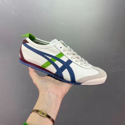 Ghost tiger with one foot leather lazy shoes Tiger Onitzuka canvas shoes Men and women couple genuine leather thin-soled Forrest Gump shoes casual shoes Bus Light Year (pure original high quality) 38