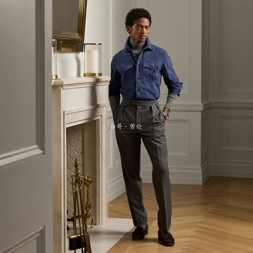 Polo Ralph Lauren现货羊皮翻毛皮衣衬衫外套男装紫标Purple Label/拉夫劳伦 现货 D12 XL