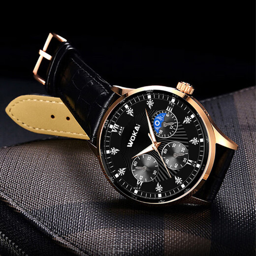 Genuine men's watch, high-end casual quartz watch, simple temperament, men's watch strap, high-looking Roman fashion watch, black sports model