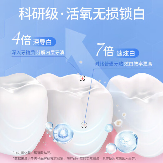 华美科牙贴美白牙齿去黄牙黄变白速效去口臭牙渍烟渍遮盖黑牙垢变白神器
