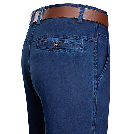 九牧王夏季薄款男士牛仔裤商务宽松直筒休闲裤棉牛仔裤中年大码长裤男 3892中蓝 40